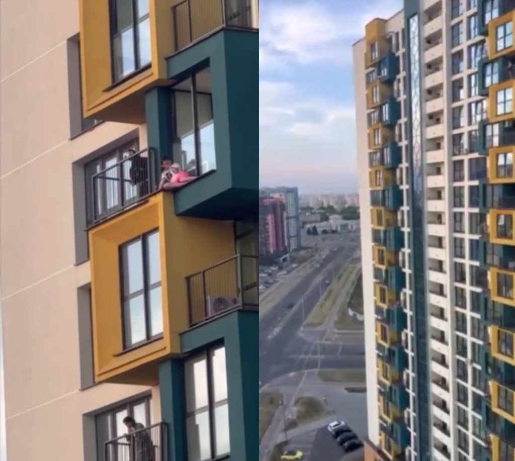 Очень опасно! Девушка спала на внешнем подоконнике на 24 этаже в Минск Мире