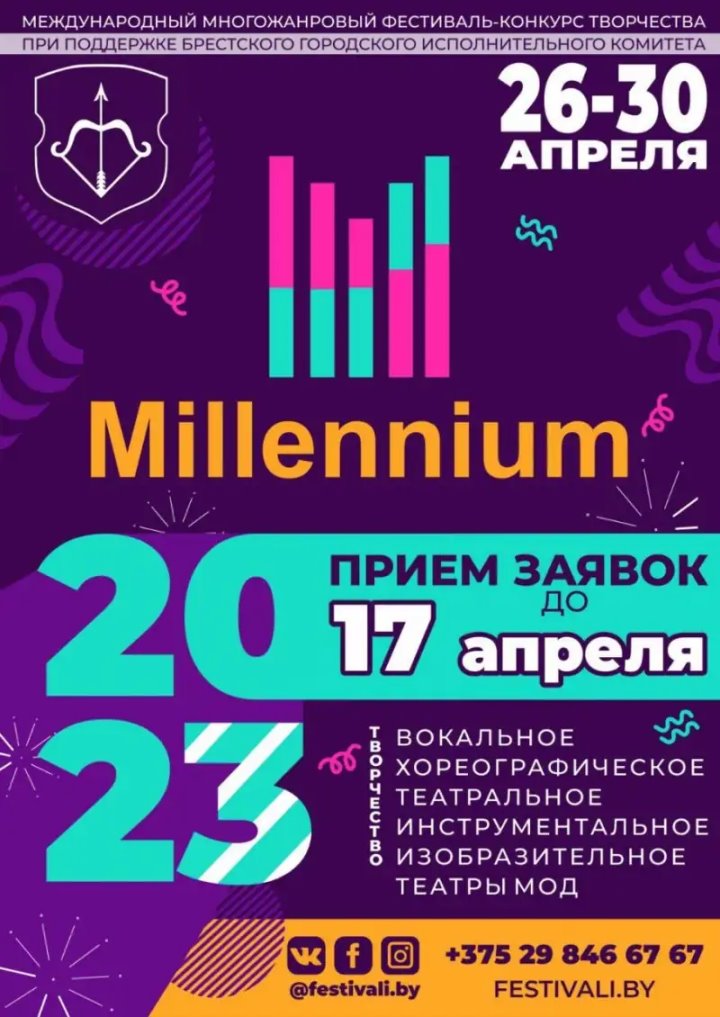 Международный многожанровый фестиваль-конкурс творчества Millennium пройдет в Бресте 26-30 апреля