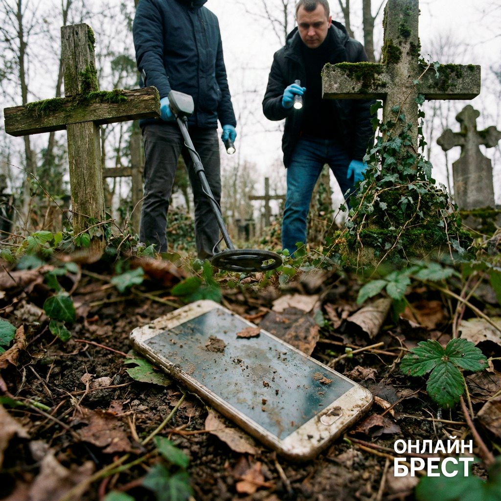 Телефон, украденный во время застолья в Пинске, нашли на кладбище