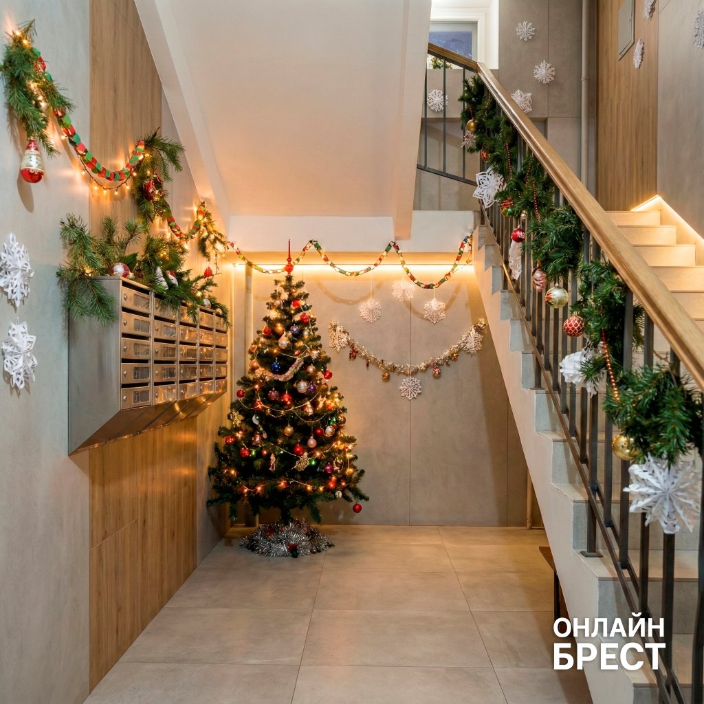 Брестчане превратили свои подъезды в новогодние фотозоны