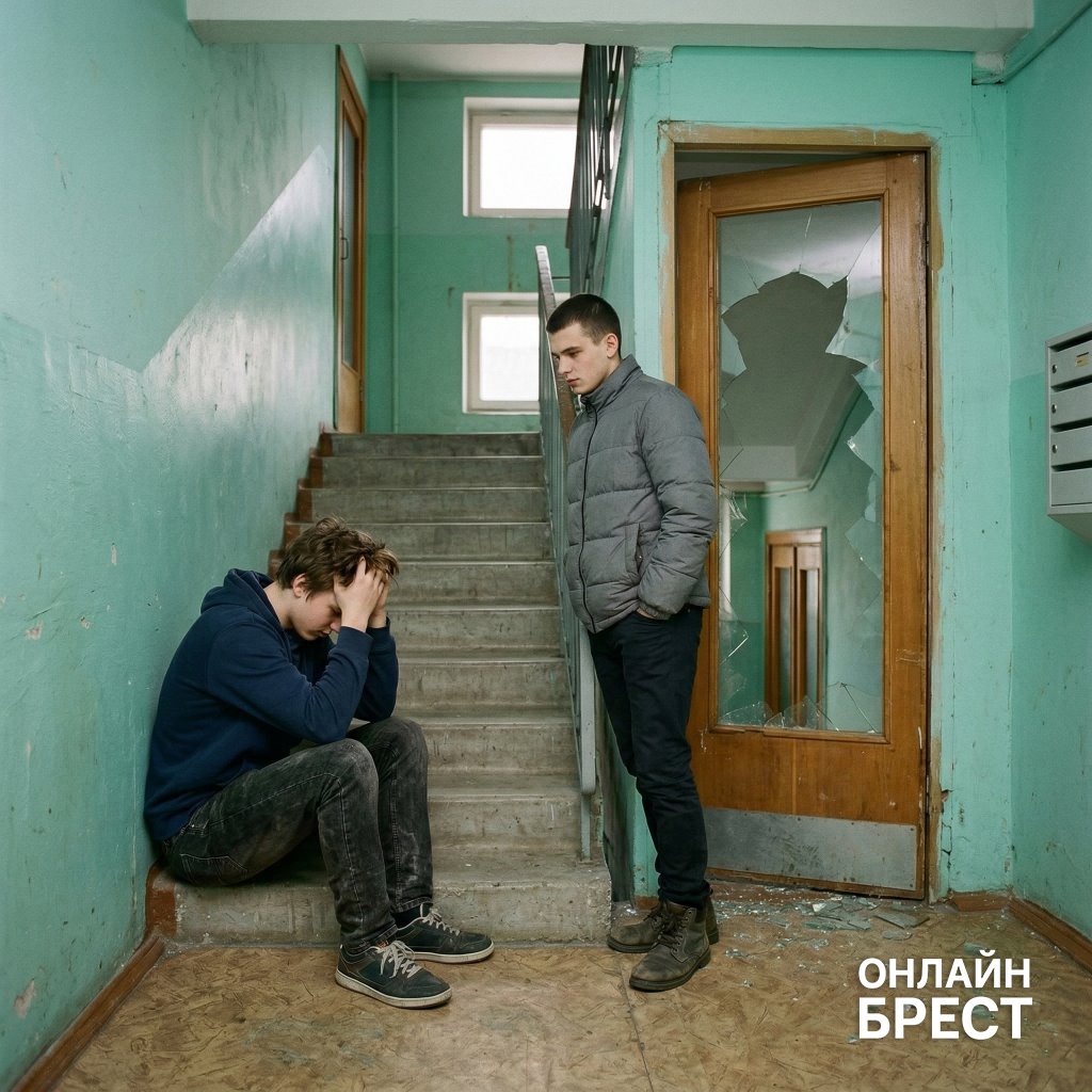 В Пинске 17-летний подросток разбил стекла тамбурных дверей с седьмого по первый этаж