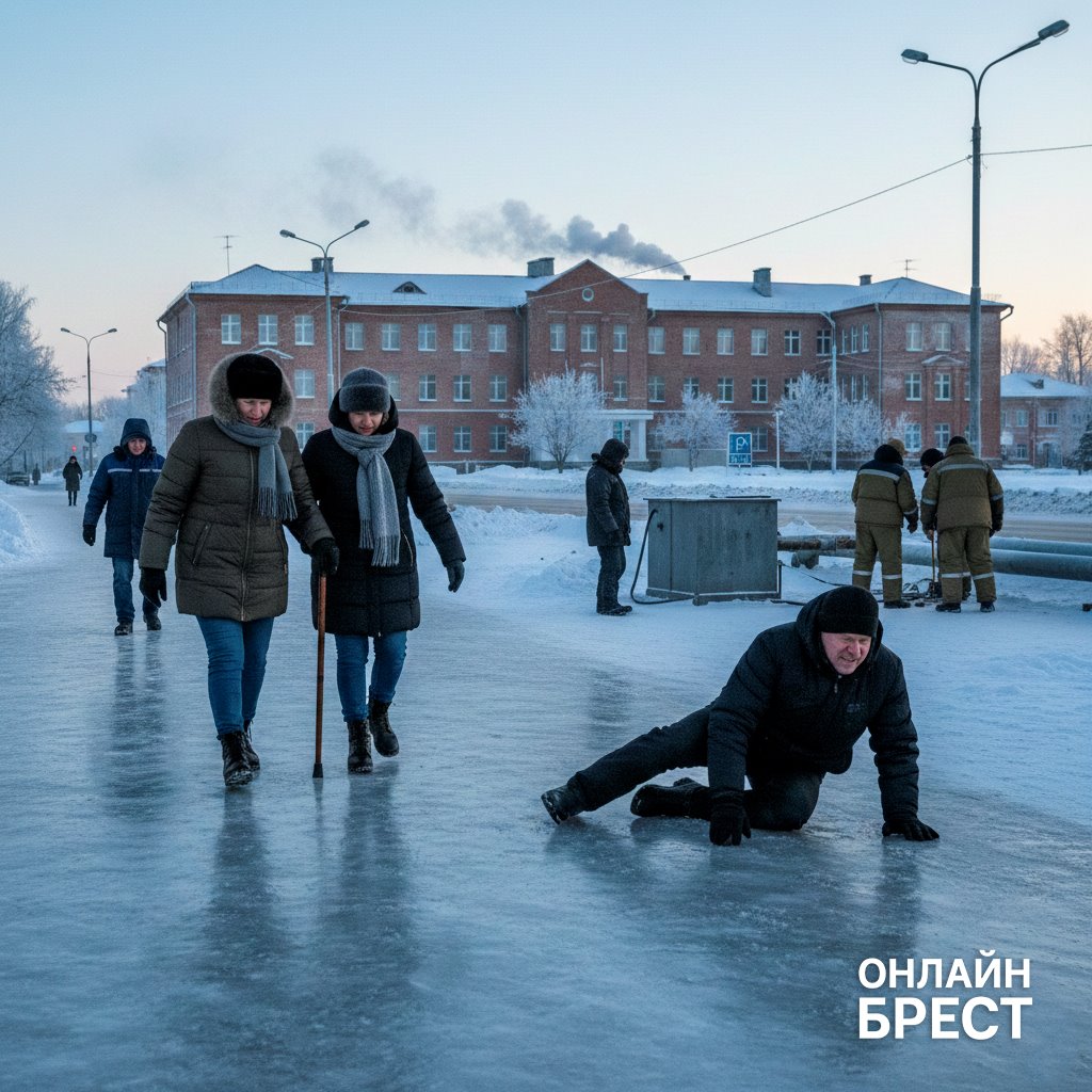 Гололед атакует: только за выходные в Бресте пострадали более полусотни человек