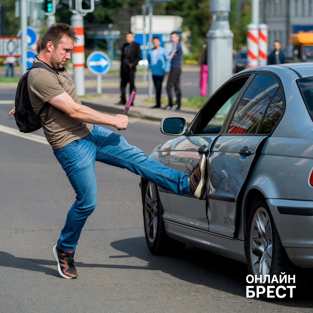 В Бресте велосипедист повредил BMW на 9500 рублей