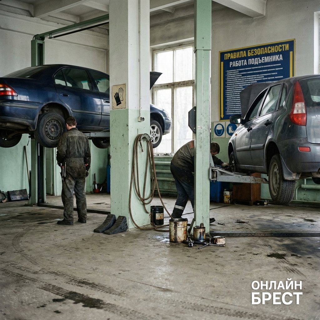 В Беларуси на работника автосервиса упала машина — вот как это произошло