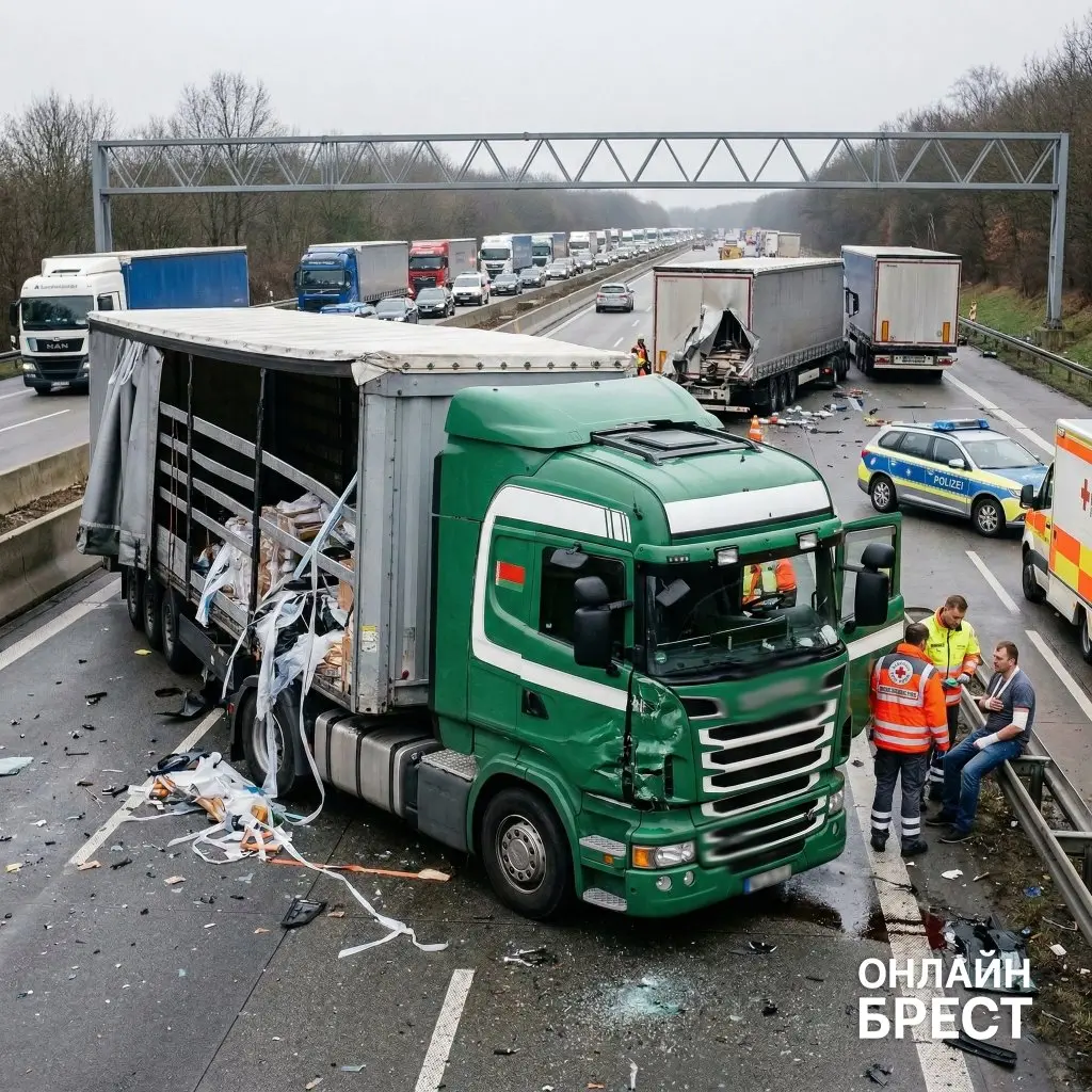 В Германии белорус на фуре попал в ДТП с 120 тысячами евро ущерба
