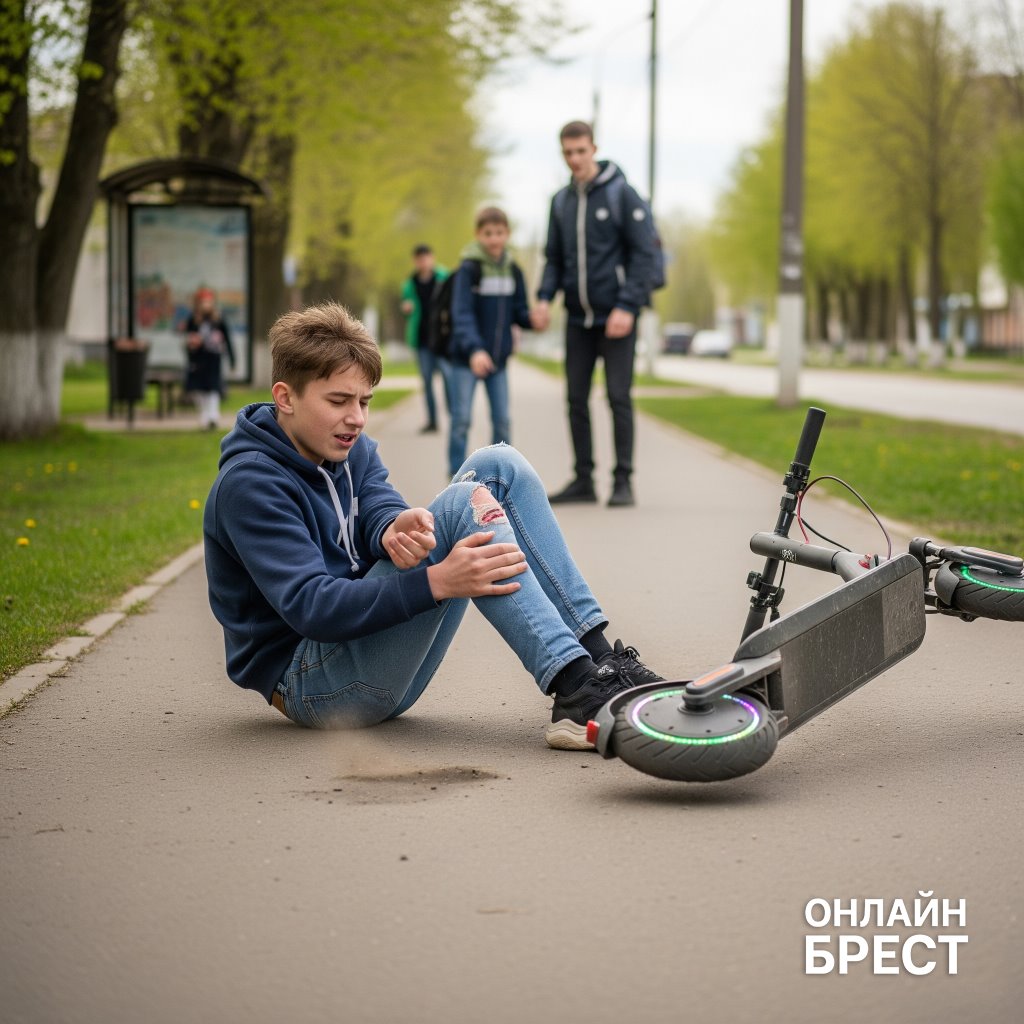 В  Столинском районе подростки катались на электросамокатах и получили травмы при падении