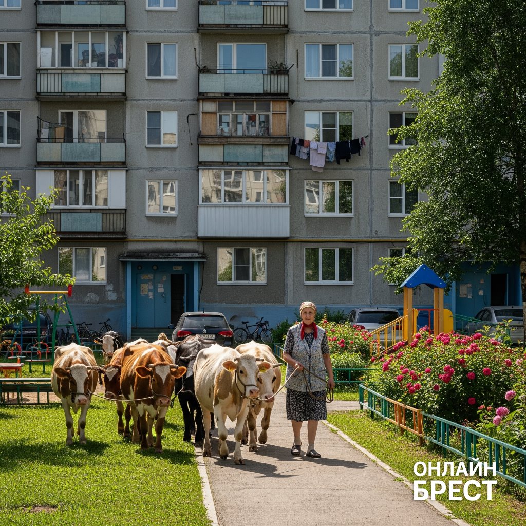 В Беларуси пенсионерка держала стадо коров во дворе многоэтажки