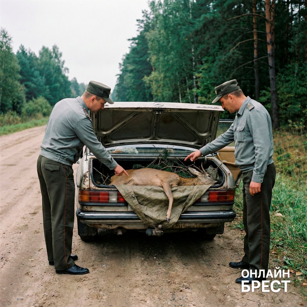 В Кобринском районе сотрудники ГАИ проверили авто, а там убитая косуля — видео