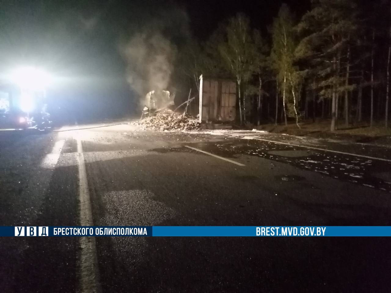 Груз зажигалок загорелся в фуре в Кобринском районе