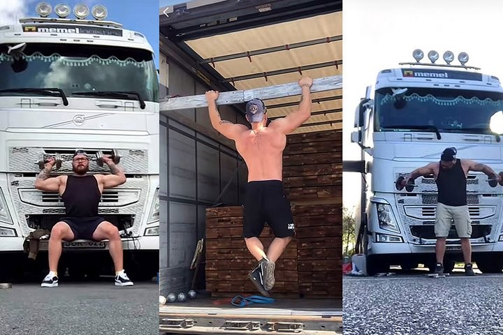 «Тренируюсь прямо в рейсах». Дальнобойщик из Беларуси ездит по Европе и занимается спортом на паркингах