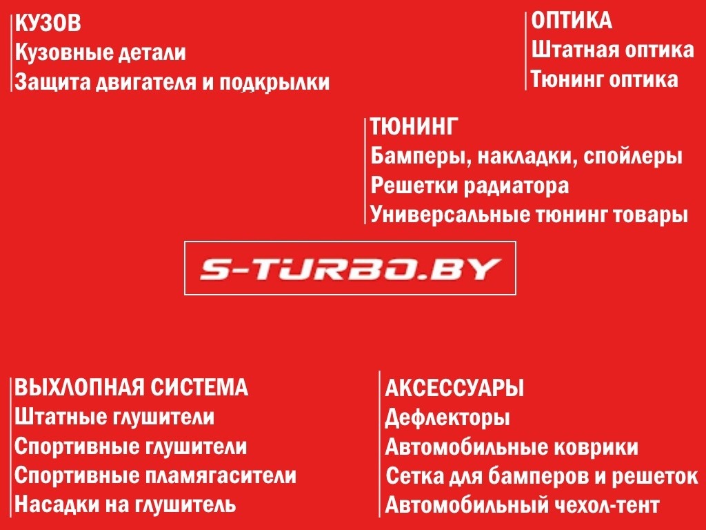 Кузовные детали, крылья, пороги, защита двигателя, бамперы, накладки, спойлеры по приемлемым ценам с быстрой доставкой по Бресту и всей стране от «S-TURBO.BY»