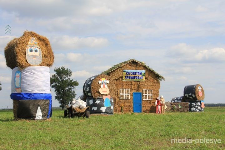 В Брестской области между Пинском и Столином установили арт-объекты из соломы