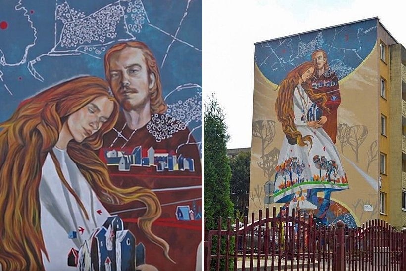 В Лиде появился мурал во всю высоту пятиэтажки