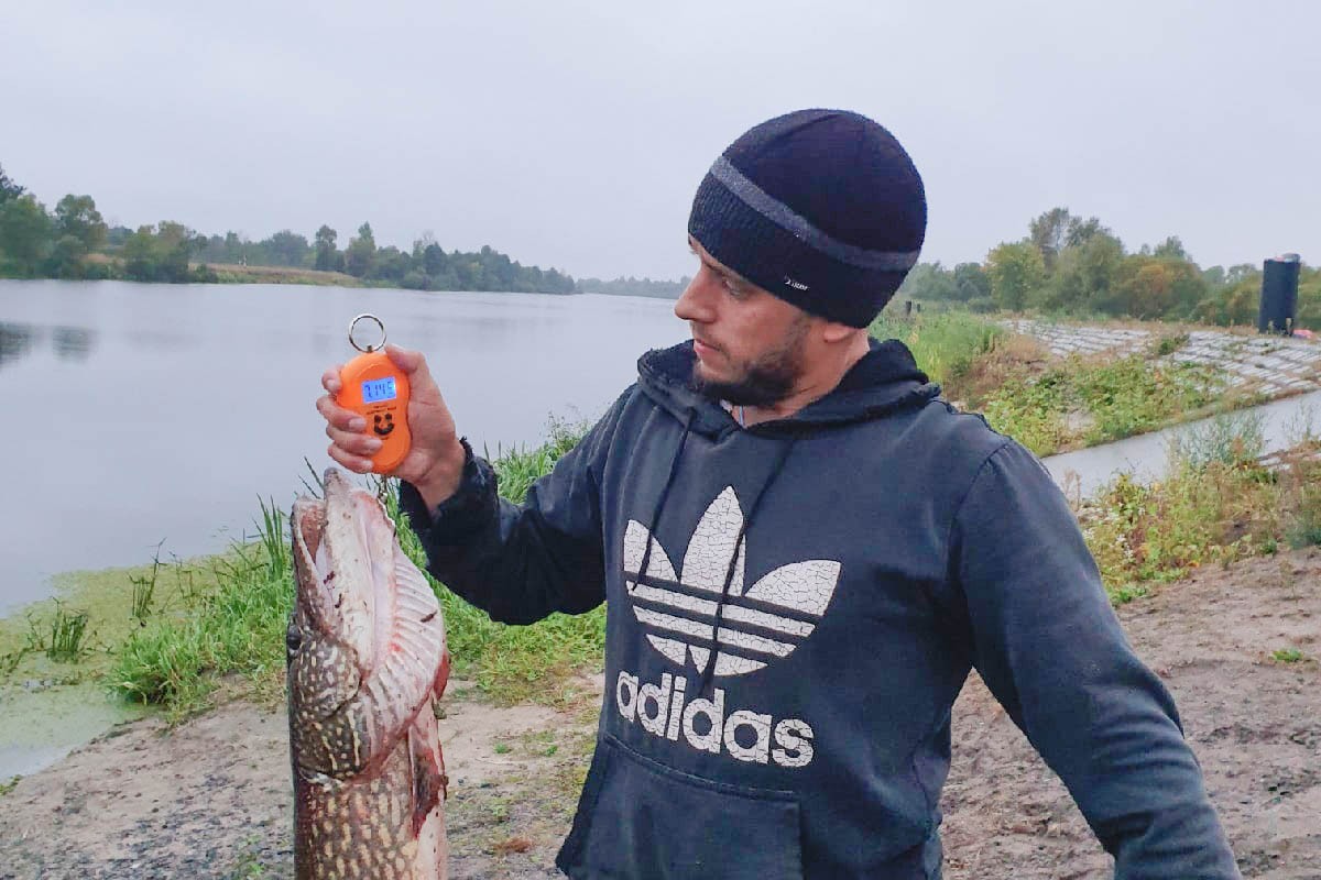 Рыбак словил в Припяти в Пинском районе метровую щуку