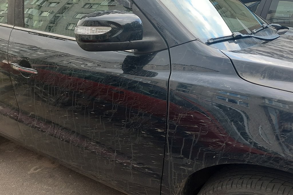 На дорогах Бреста: из-за обгона по обочине машина оказалась в грязи и получила скол стекла