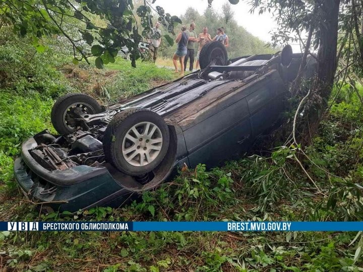 Водитель из Брестской области вылетел с трассы и перевернулся