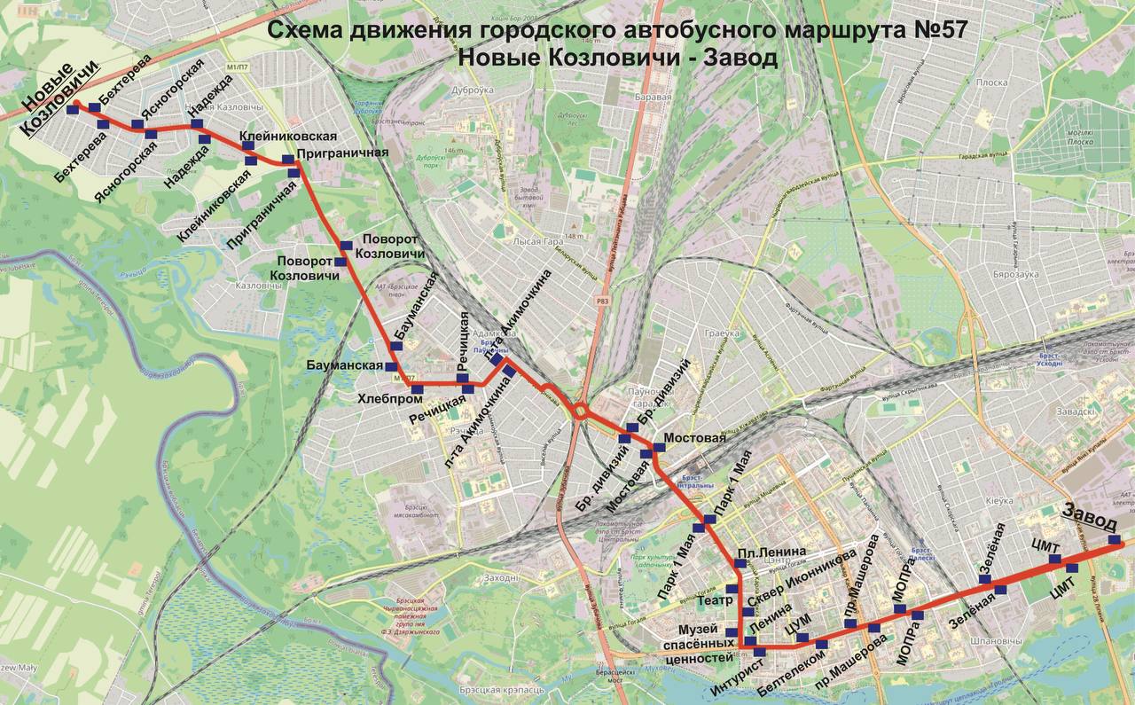 В Бресте изменяется схема движения автобусов № 47 и № 57