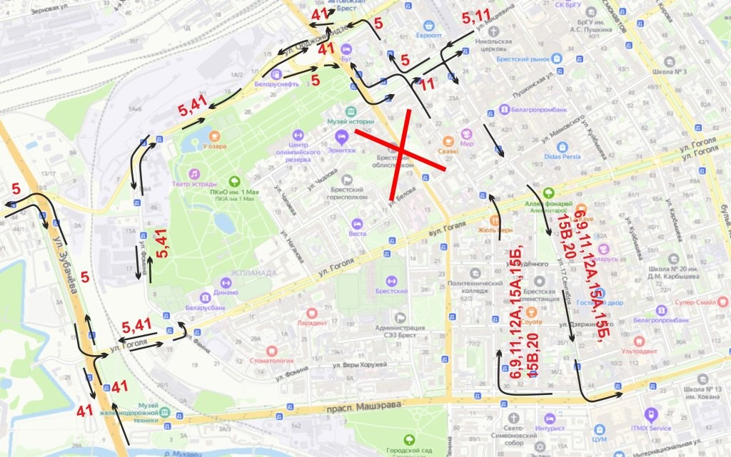 В Бресте на время открытия главной ёлки перекроют движение по площади Ленина. Как будут ходить автобусы