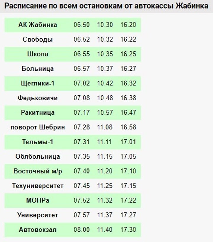 Городской автобусный маршрут № 77 (Брест – Жабинка) открывается 18 декабря. Расписание по всем остановкам