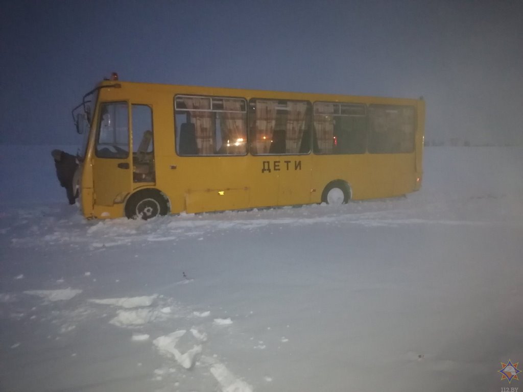 В Беларуси грузовик столкнулся со школьным автобусом, оба оказались в кювете