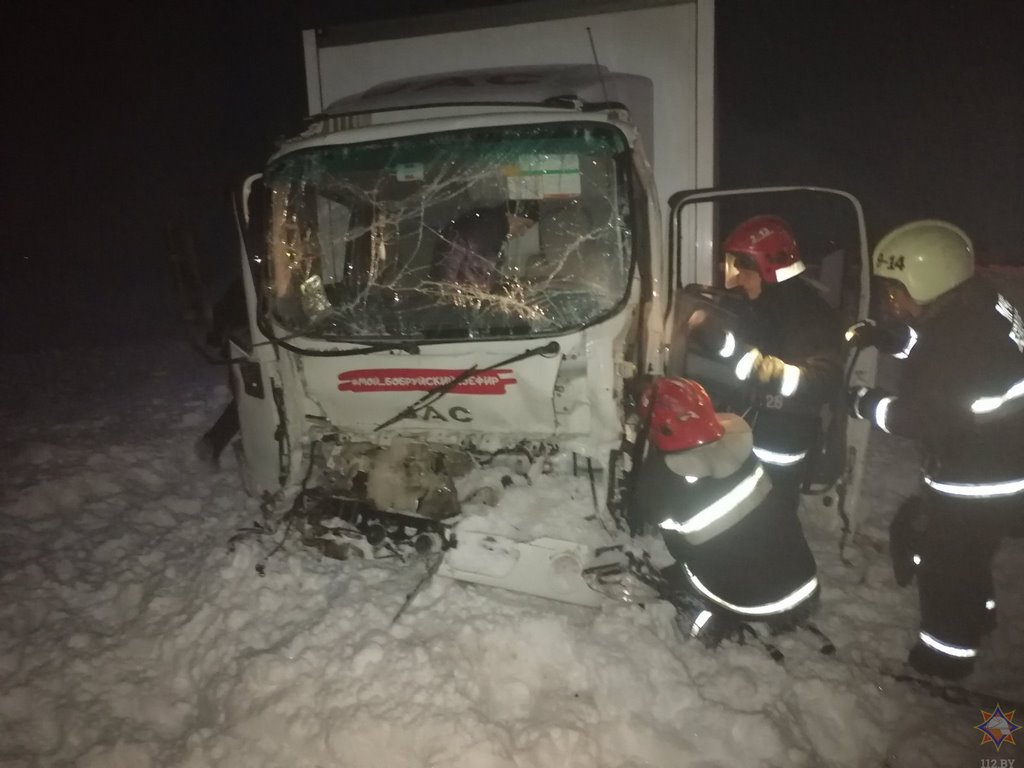 В Беларуси грузовик столкнулся со школьным автобусом, оба оказались в кювете