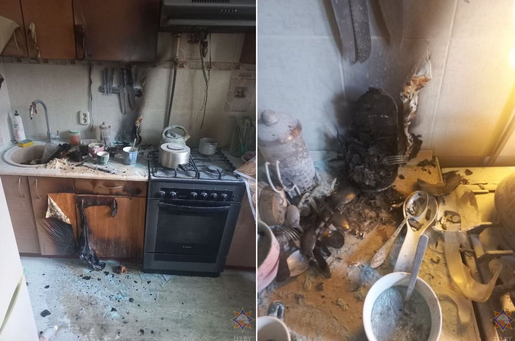 Видео с пожара в Барановичах, на котором чуть не погиб мужчина