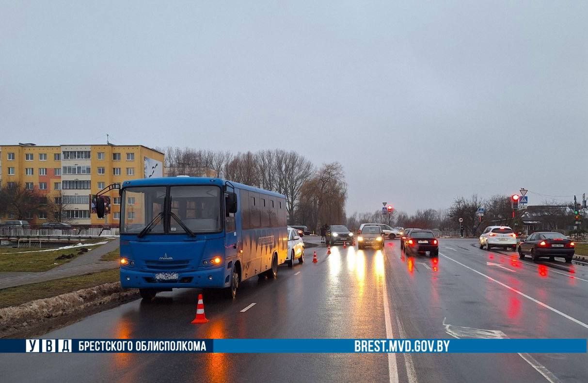 Водитель автобуса в Кобрине задним ходом врезался в Toyota