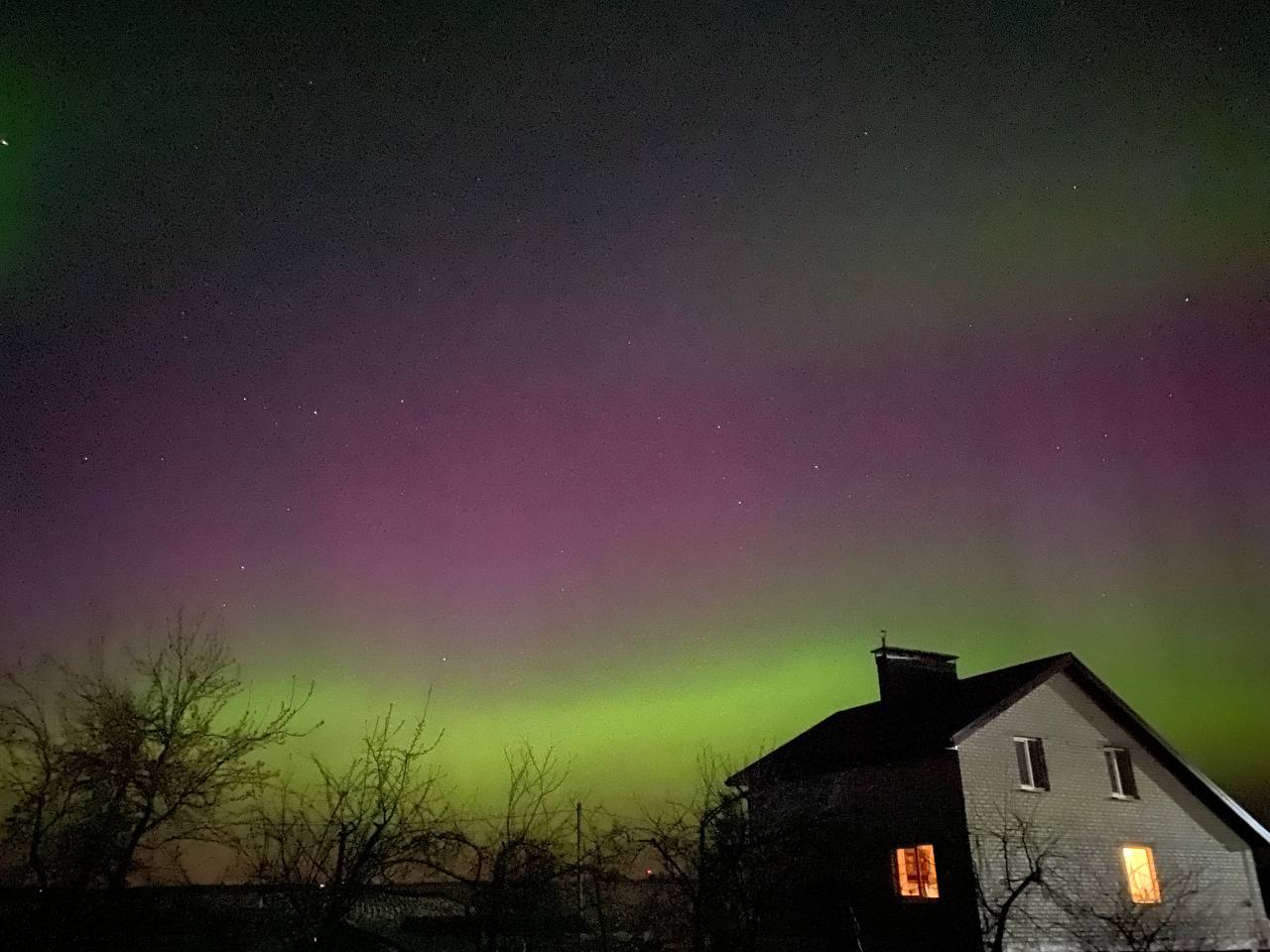 Полярное сияние в небе Беларуси