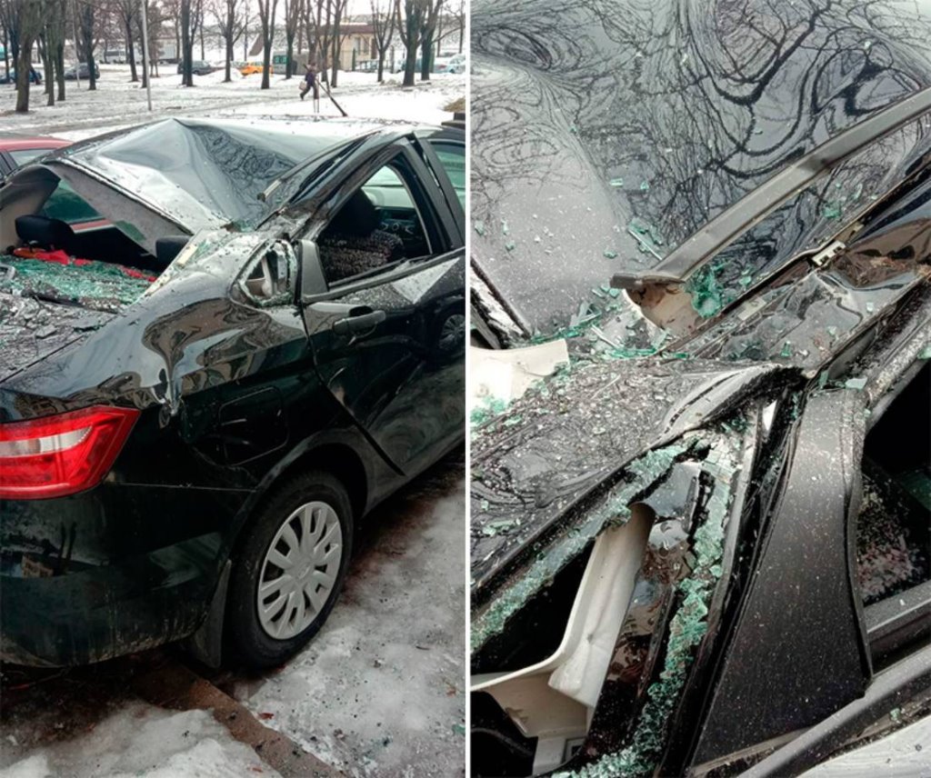 Дело об упавшей на машину с крыши дома бетонной балке. Владелица выиграла суд спустя год