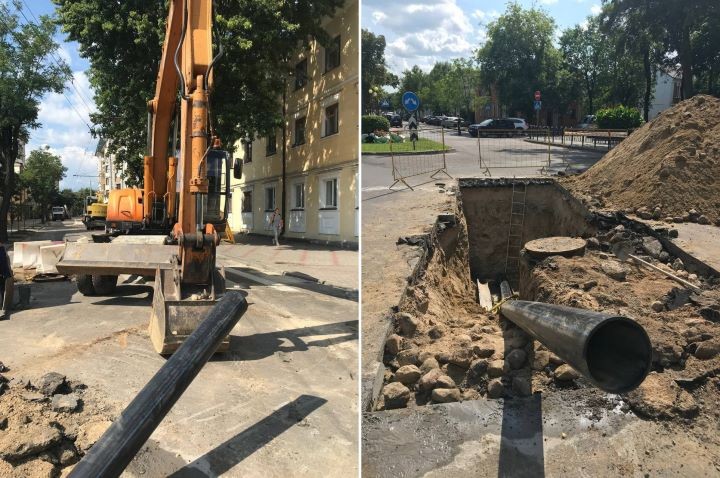 Продолжаются работы по ремонту и замене инженерных коммуникаций по улице Комсомольской в Бресте