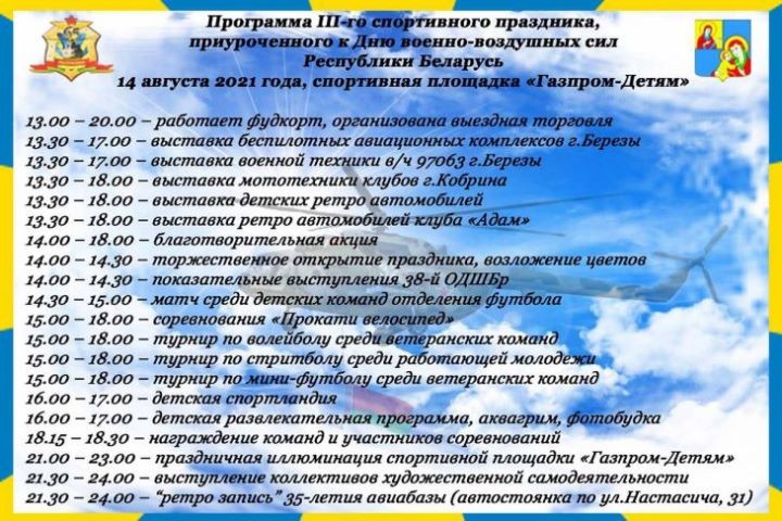 В Кобрине отметят день ВВС. Что в программе