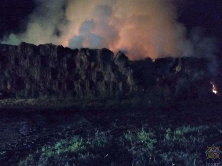 Ночью в Каменецком районе сгорело 15 тонн соломы