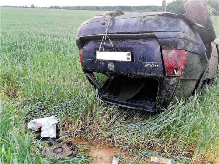 Мать ребенка во время движения решила поднять игрушку - Volkswagen вылетел в кювет