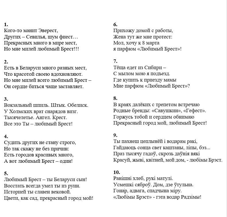 Кому достанется парфюм «Любимый Брест»? Голосование