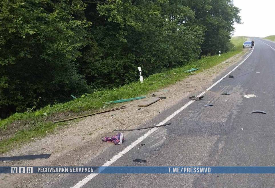 Микроавтобус снес гужевую повозку и опрокинулся в кювет. Возчик погиб, шесть человек в больнице