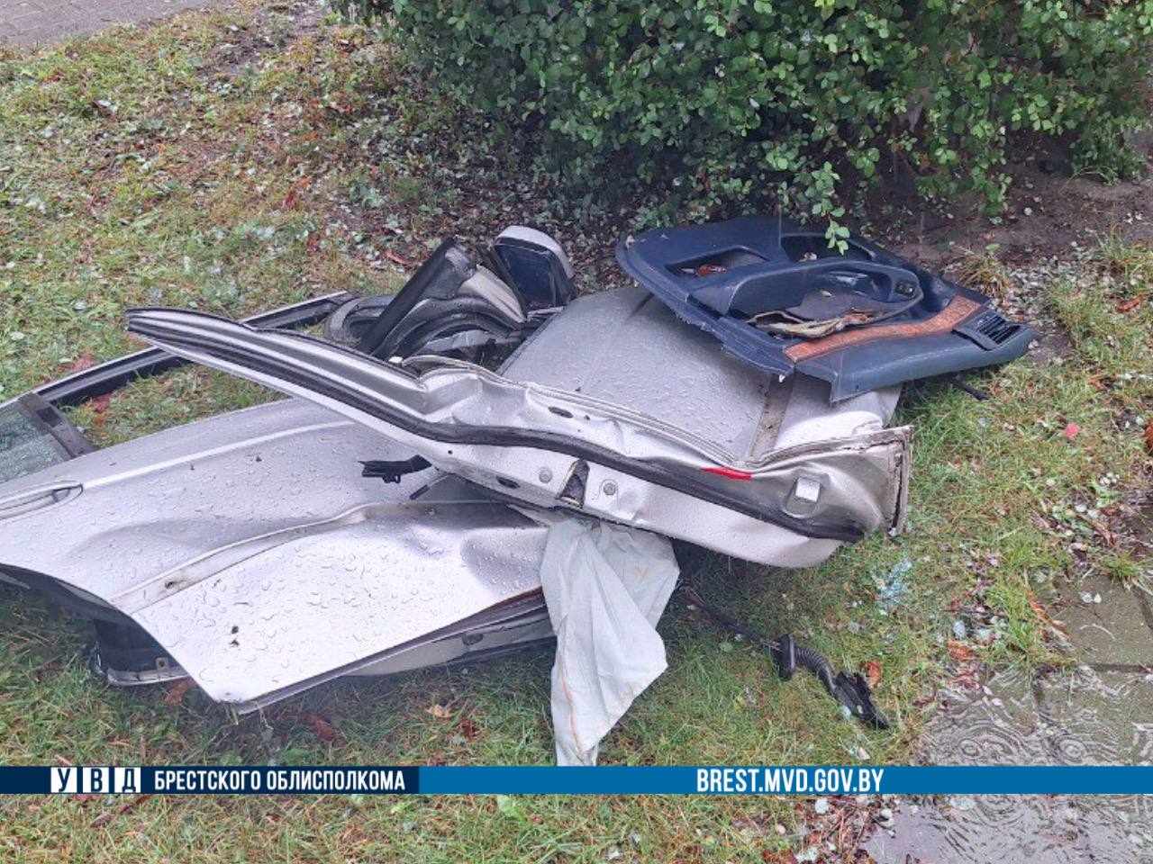 BMW врезался в дерево в Бресте. Известны подробности