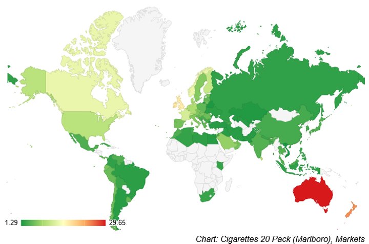 В Беларуси — самые дешевые сигареты в мире. А где дороже всего?