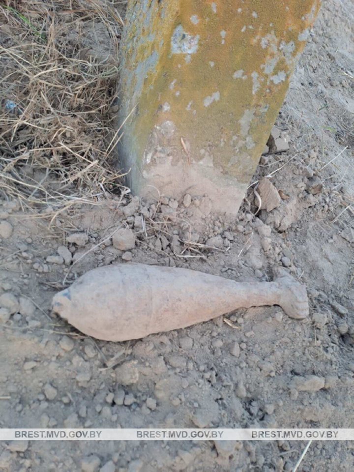 Житель Барановичей на своем дачном участке нашел снаряд времен ВОВ