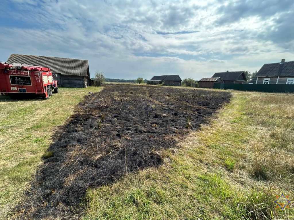 В Ганцевичском районе горела сухая растительность: пенсионерка получила ожоги