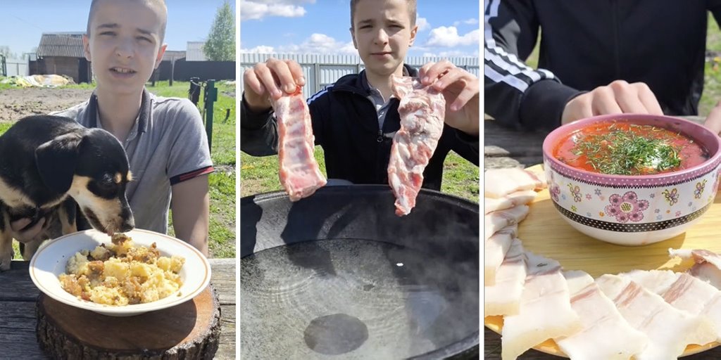 13-летний подросток из Беларуси готовит супы, мясо и рыбу в казане. В TikTok его ролики смотрят миллионы