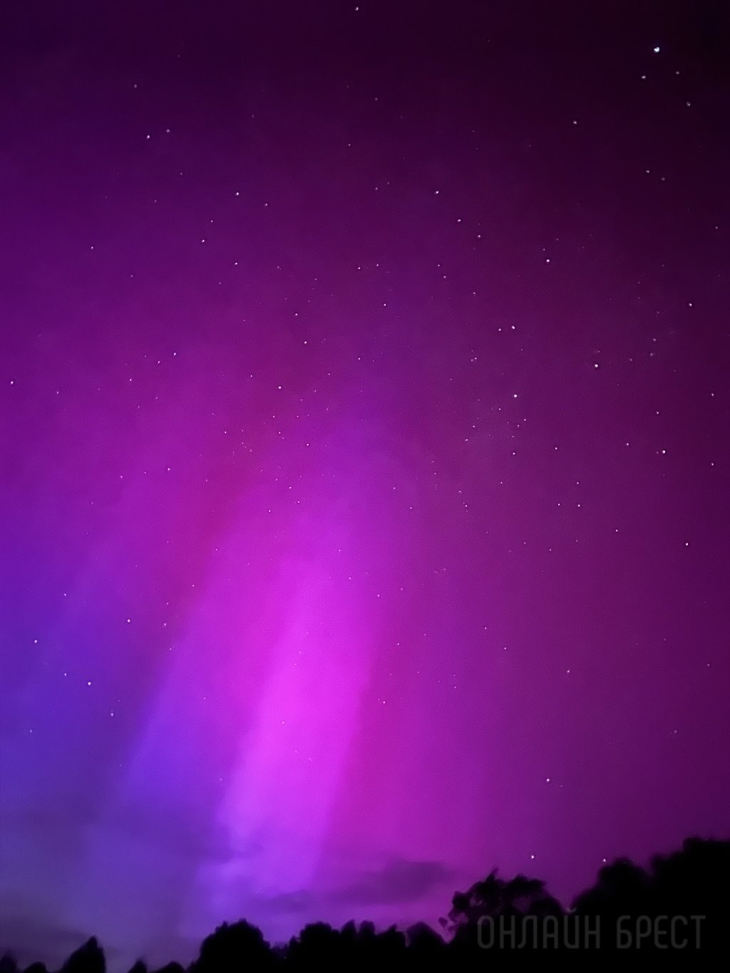 Красочное северное сияние появилось сегодня в небе над Брестской областью. Фотофакт