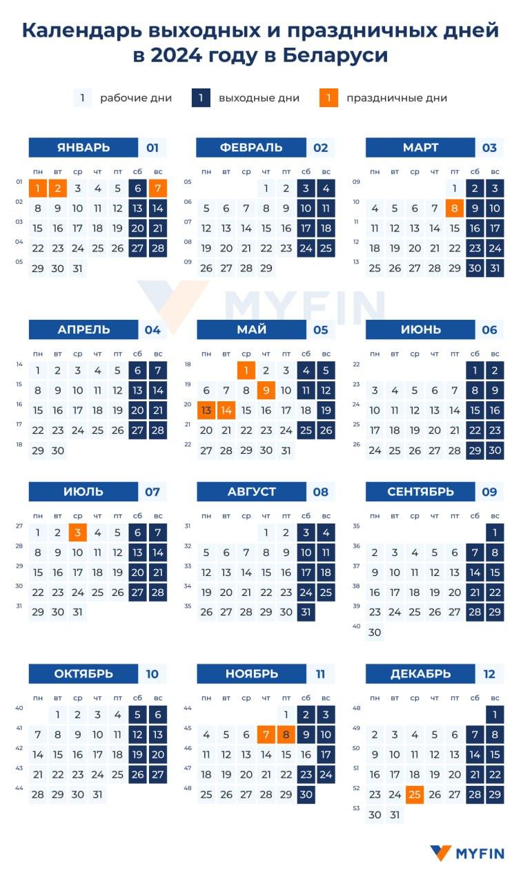 Переносы рабочих дней на 2024 год: как будем отдыхать и отрабатывать в мае
