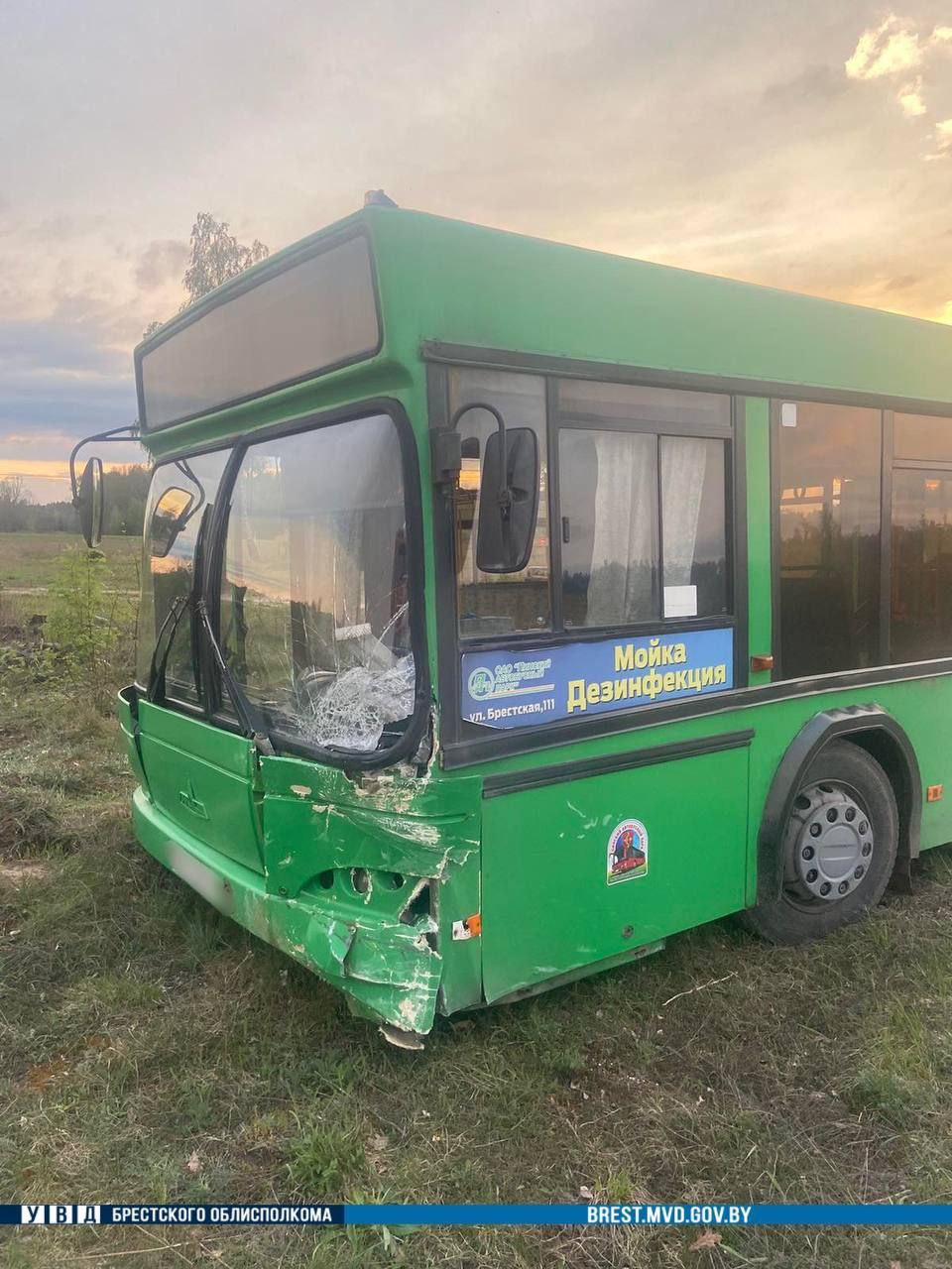 В Пинском районе пьяный водитель Ford врезался в автобус. Есть видео