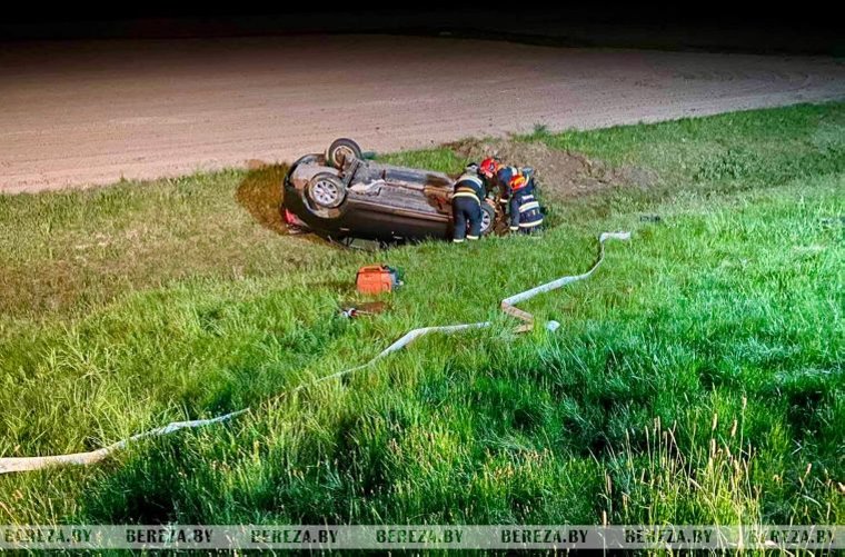 На трассе М1 в Березовском районе водитель съехал в кювет и перевернулся из-за дикого животного