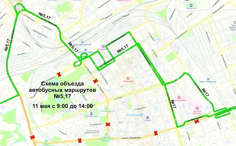 В центре Бреста 11 мая запретят движение: как будет ходить общественный транспорт
