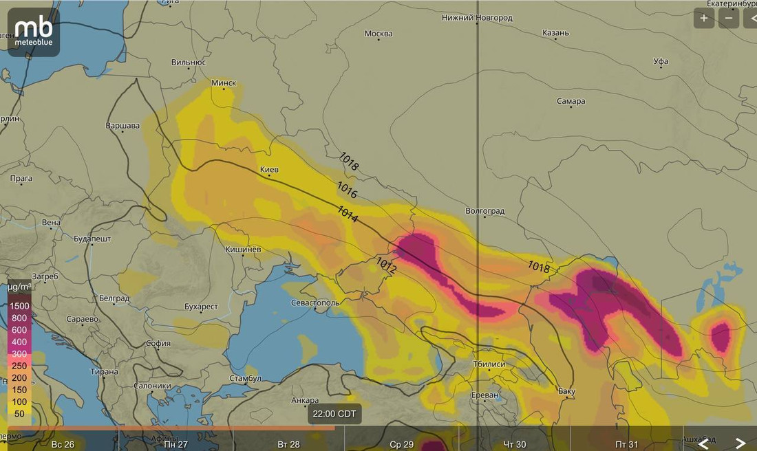 Пустынная пыль из Средней Азии накроет Беларусь в ближайшие дни