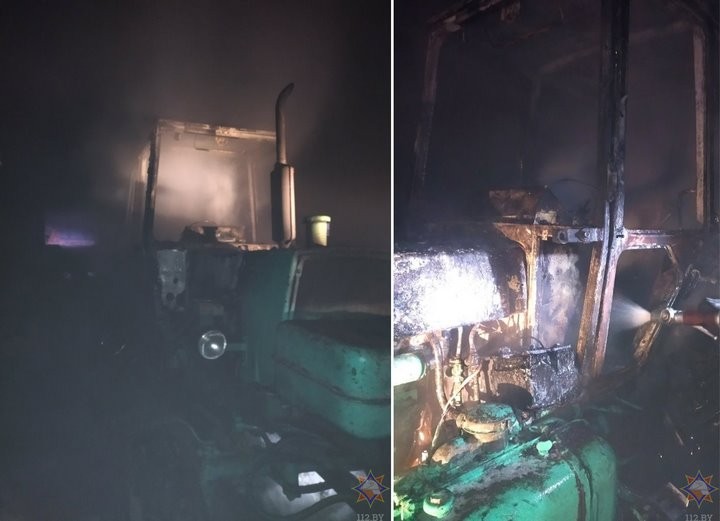 В Дрогичинском районе горел трактор-экскаватор