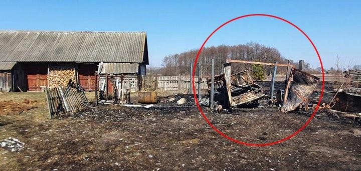 В Кобринском районе огонь уничтожил или повредил 6 строений и автомобиль