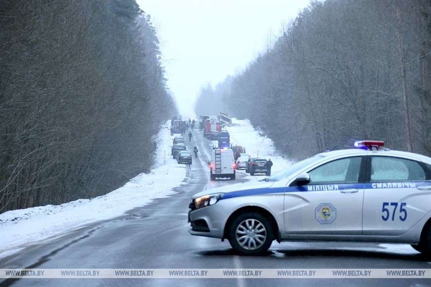 Кадры с места аварии под Смолевичами