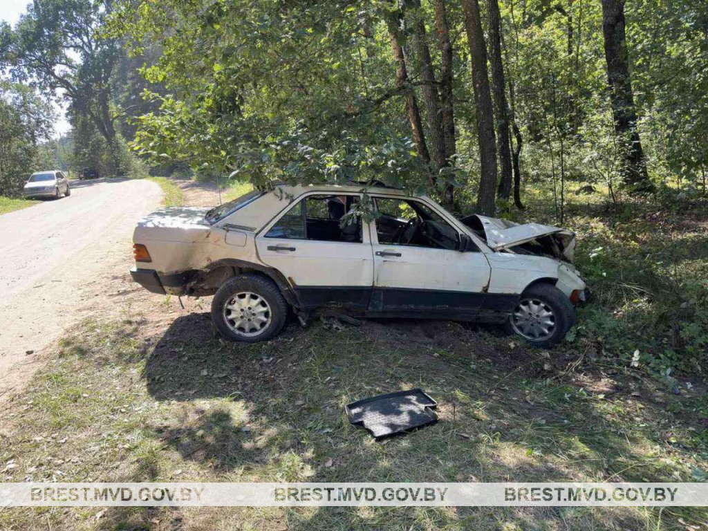 В Брестской области Mercedes врезался в дерево